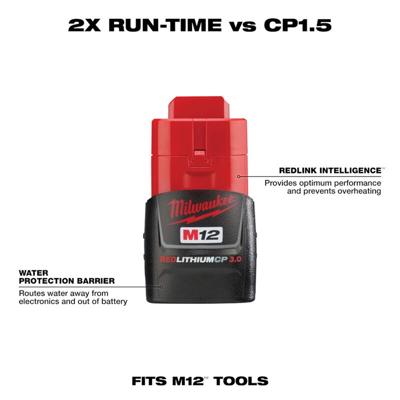 MILWAUKEE 48-11-2430 M12™ REDLITHIUM™ 3.0Ah Compact Battery Pack