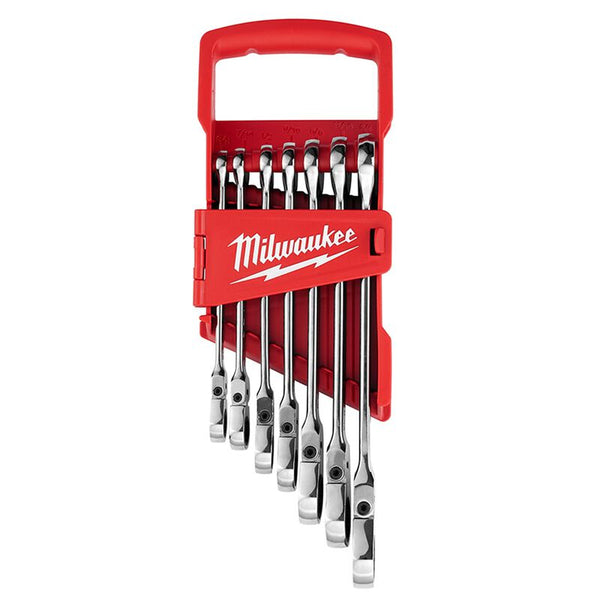 MILWAUKEE 48-22-9429 7 pc.SAE Flex Head Ratcheting Combination Wrench Set