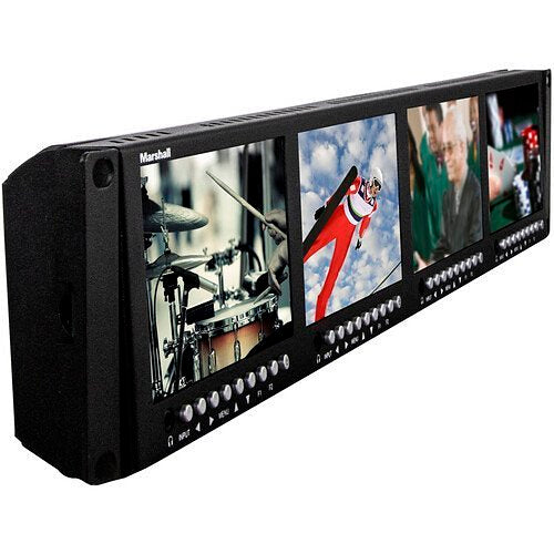 Marshall ML-454-V2 Quad 4.5" LCD Screens Rackmountable Monitor with HDMI, 3G-SDI, and Composite Inputs