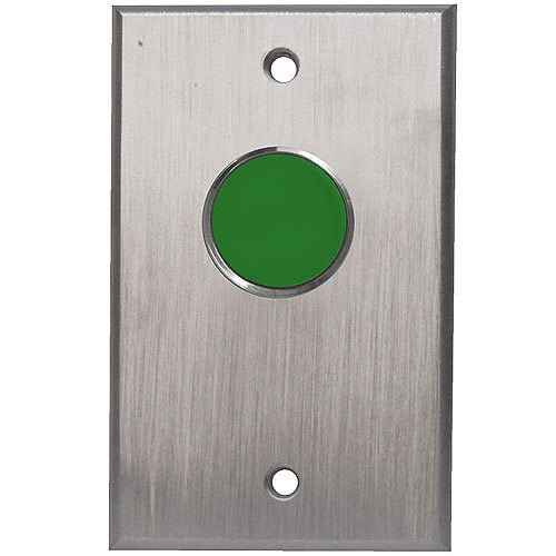 Camden CM-7000G Spring Return Single Gang Faceplate, N/O, Momentary, Green Button