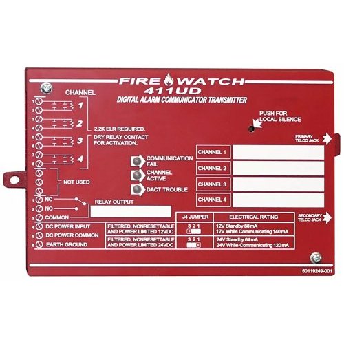 Fire-Lite 411UD Fire-Watch Slave Digital Alarm Communicator, 4 Monitoring Channels