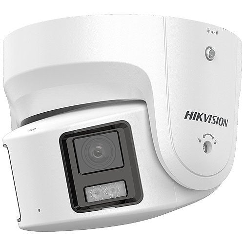 Hikvision DS-2CD2387G2P-LSU/SL Value Series ColorVu 8MP Audio Alarm and Strobe Light Panoramic Turret IP Camera, 4mm Fixed Lens, White