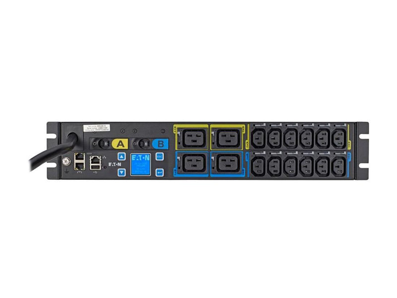 Eaton EMIU06-10 Metered Input rack PDU, 2U, L6-30P input, 10 ft cord, Single-phase, 200-240V, Outlets: (12) C13 Outlet grip, (4) C19 Outlet grip - NEMA L6-30P