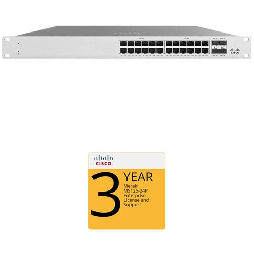 Cisco MS125-24P Access Switch with 3-Year Enterprise License and Support