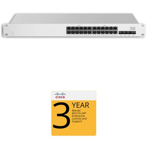 Cisco MS225-24P Access Switch with 3-Year Enterprise License and Support