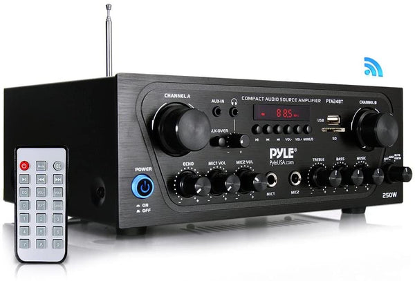 Pyle PTA24BT 250-Watt Compact Bluetooth® Audio Stereo Receiver with FM Radio