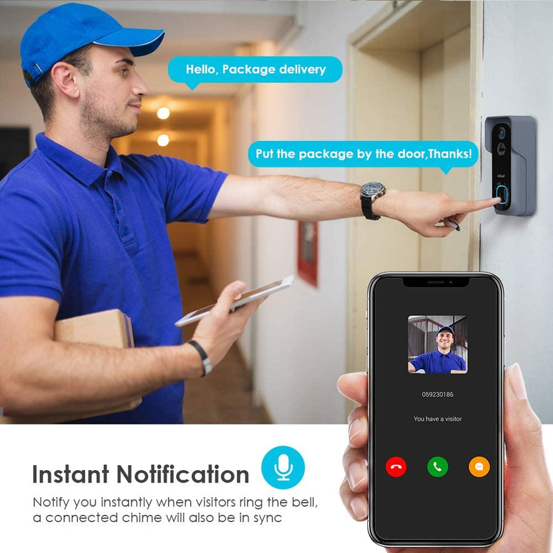 Silarius SIL-DOORBELL2MPBSDB 2MP, WiFi Battery Powered Smart Doorbell Camera + Chime (Outdoor IP65), Cloudedge app , includes 32GB MicroSD card