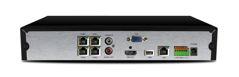 Silarius Pro Series SIL-NVR4CHPOE8 9CH total, 4-Channels 4K POE NVR Gigabit, NVR, 8TB HDD